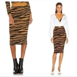 GRLFRND x Revolve Toni Midi Bodycon Skirt in Zebra Black and Gold Size Small